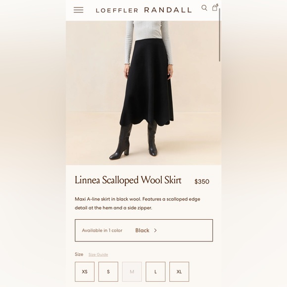 Loeffler Randall Linnea Scalloped Wool Skirt - Picture 1 of 6